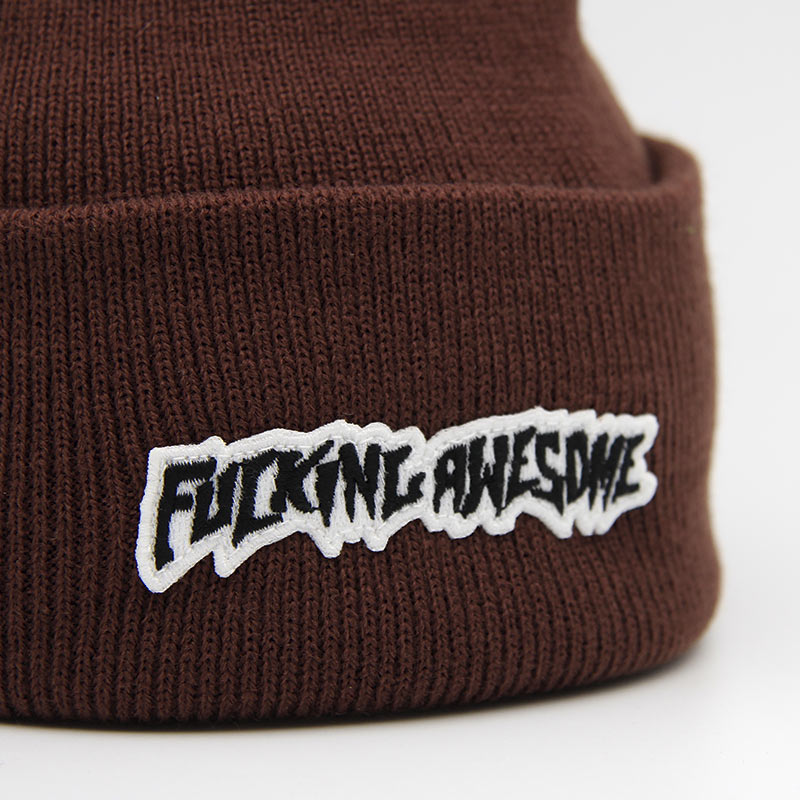 Fucking Awesome Little Stamp Cuff Beanie Brown