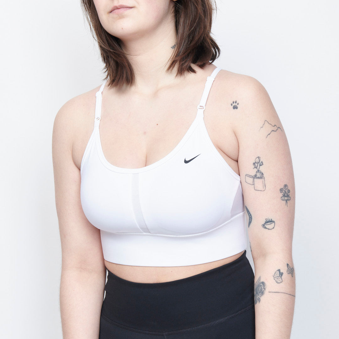 Nike Dri-FIT Indy Women's Light-Support Padded V-Neck Sports Bra (White)