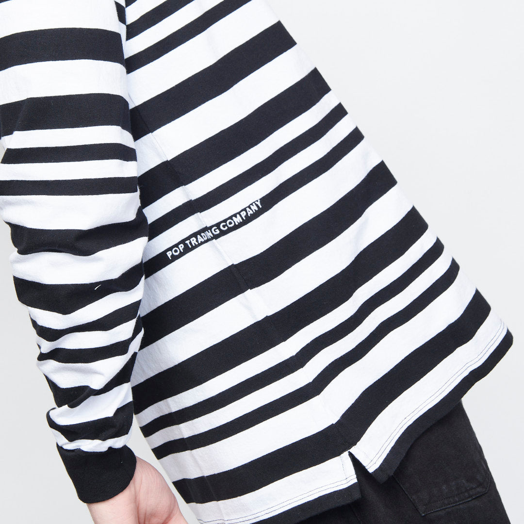 Pop Trading Company - Big P Striped Longsleeve T-shirt (Black/White)