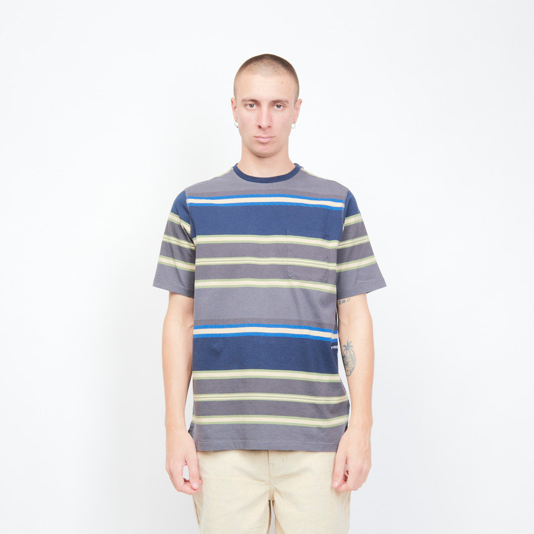 Pop Trading Company - stripe Pocket t-shirt (Navy)