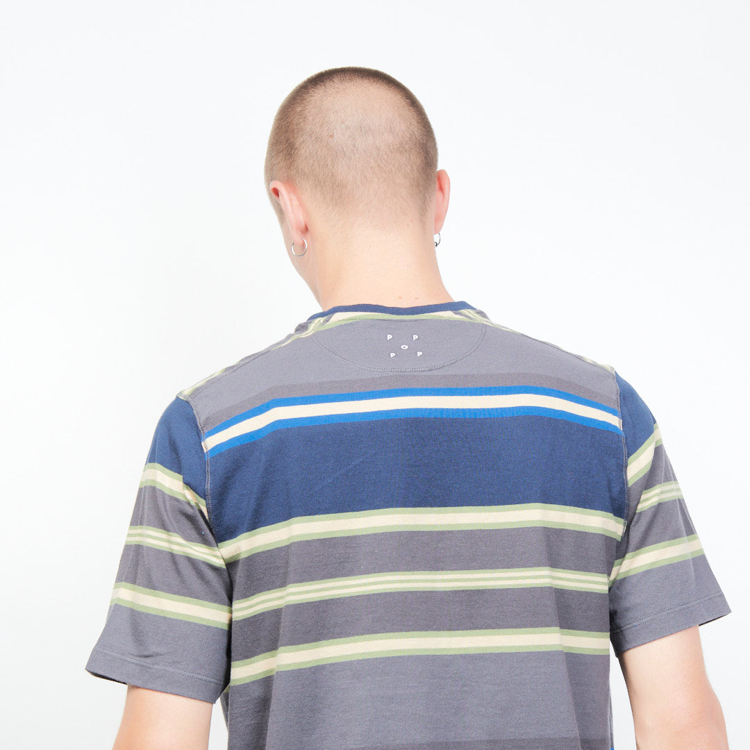 Pop Trading Company - stripe Pocket t-shirt (Navy)