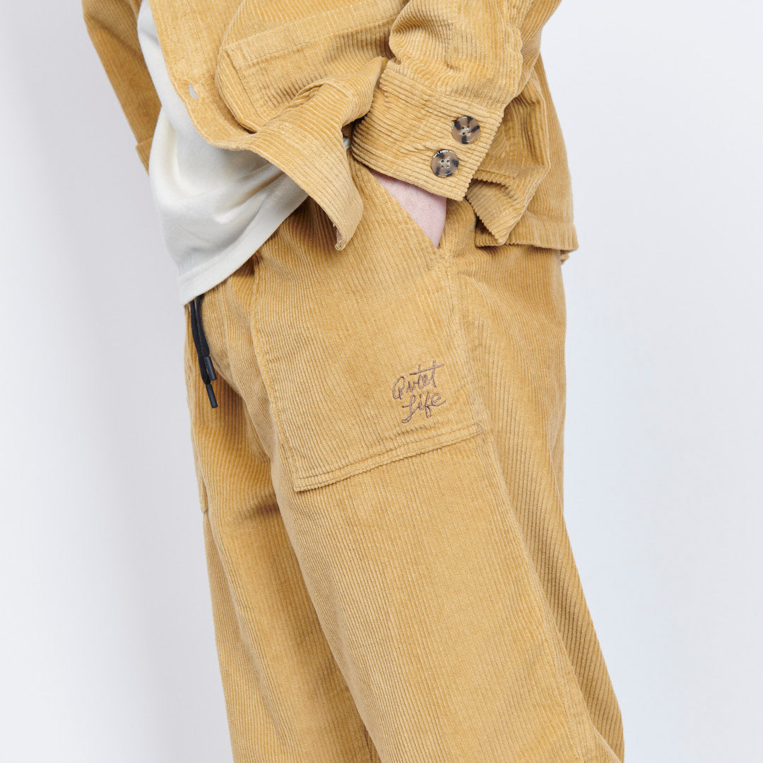 The Quiet Life - Cord Kangaroo Pocket Pant (Tan)