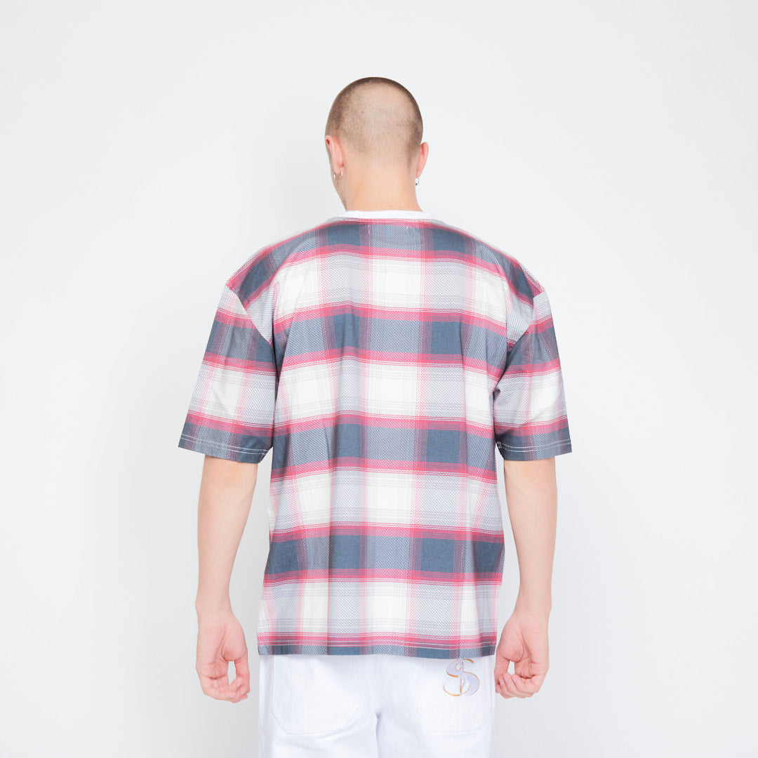 Yardsale - Shadow Plaid Tee (White/red)