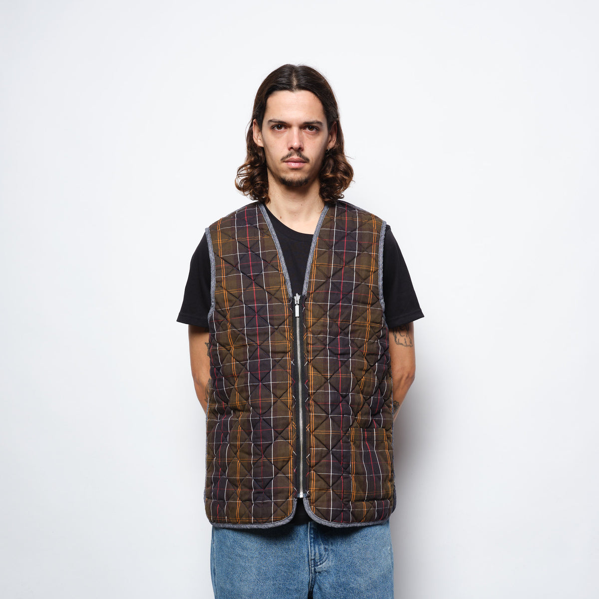 A.P.C x Barbour - Reversible Zip In Quilt Liner (Chambray)