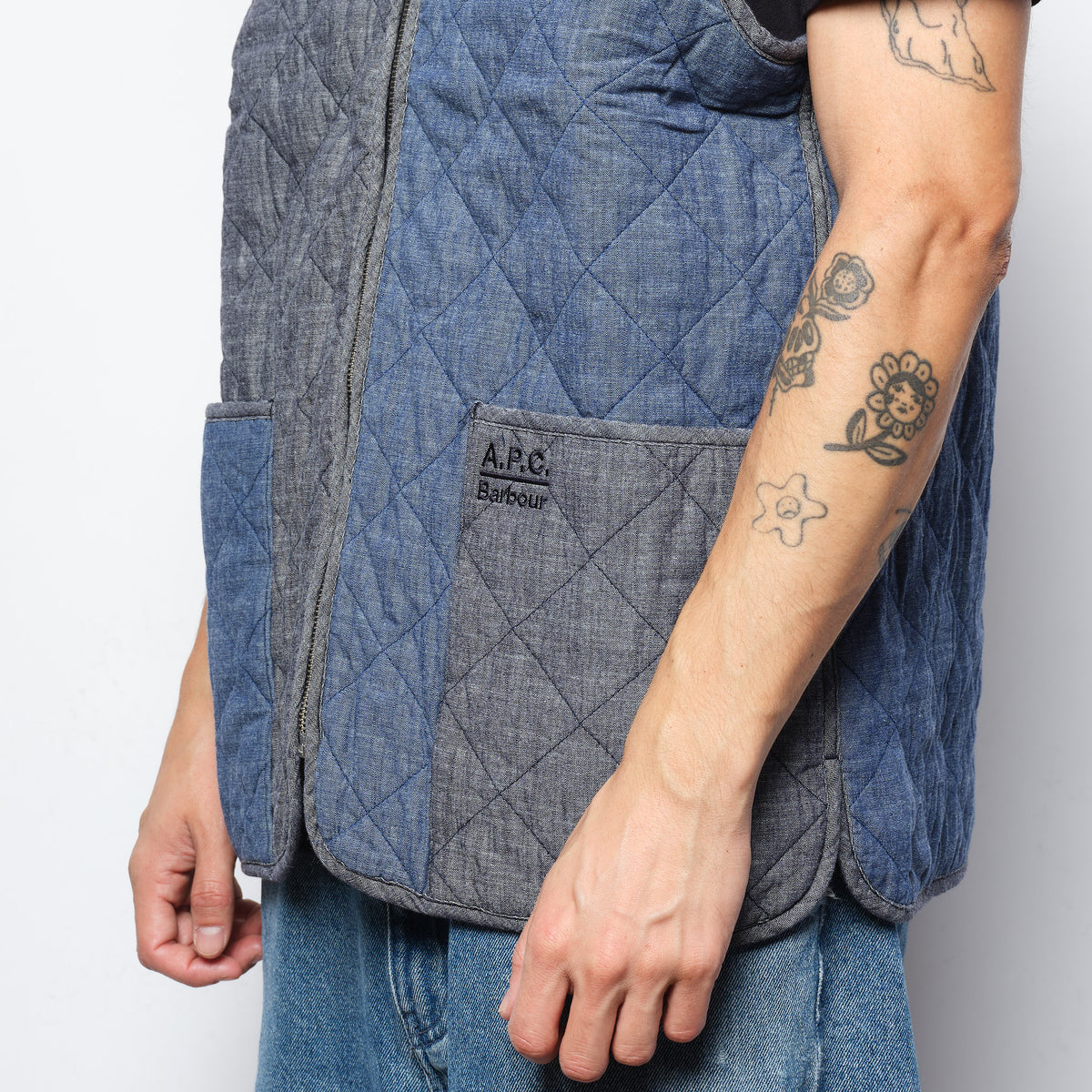 A.P.C x Barbour - Zip In Quilt Liner (Chambray)