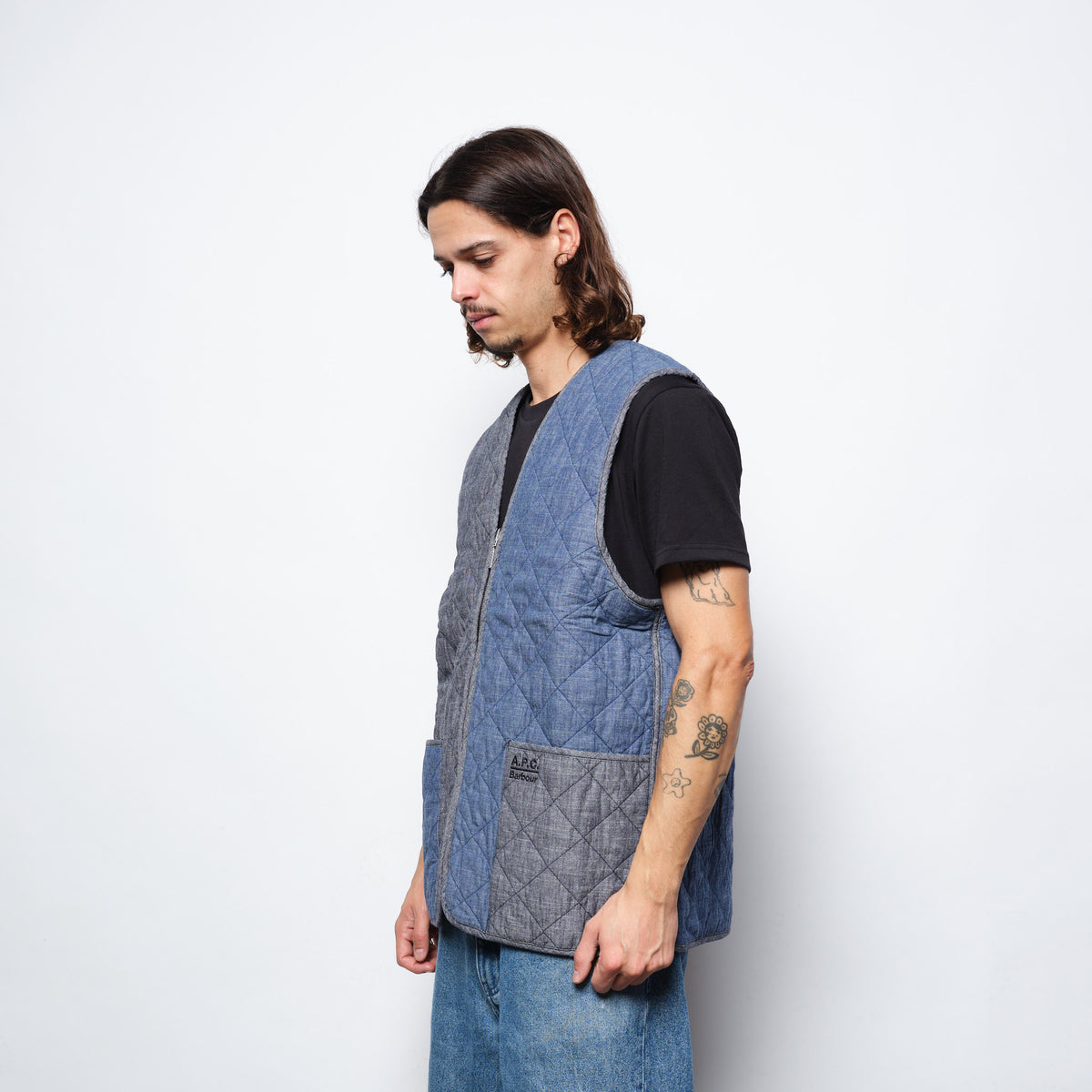 A.P.C x Barbour - Zip In Quilt Liner (Chambray)