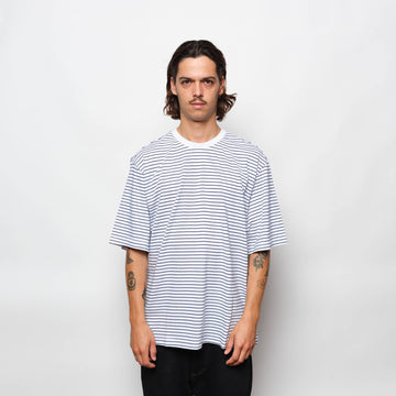 Adidas Skateboarding - Yarn Dye Tee (White/Dark Blue)