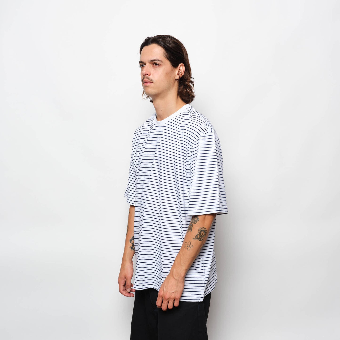 Adidas Skateboarding - Yarn Dye Tee (White/Dark Blue)