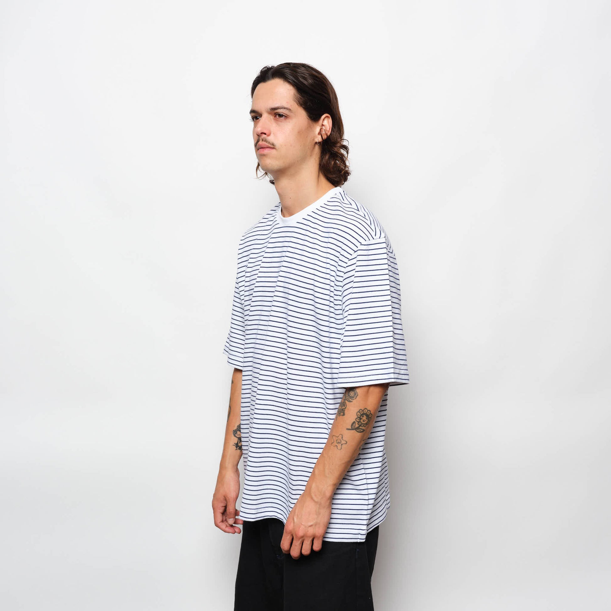Adidas Skateboarding - Yarn Dye Tee (White/Dark Blue)