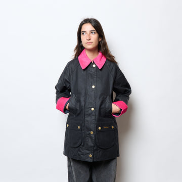 Barbour - Icons Modern Beadnell Waxed Jacket (Navy/Fuchsia)