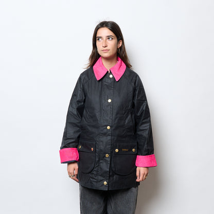 Barbour - Icons Modern Beadnell Waxed Jacket (Navy/Fuchsia)