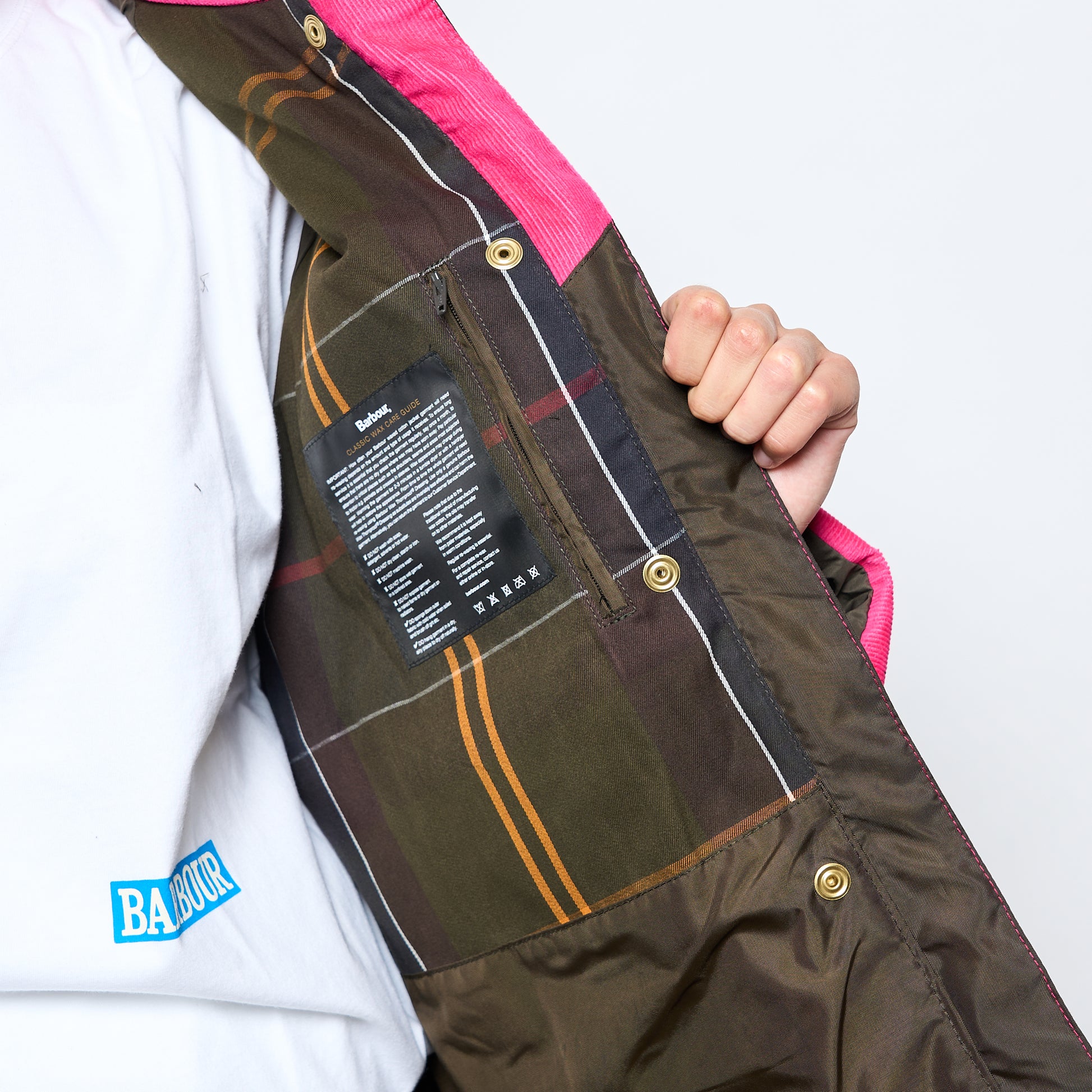 Barbour - Icons Spey Wax Jacket (Olive Classic/Fuchsia)