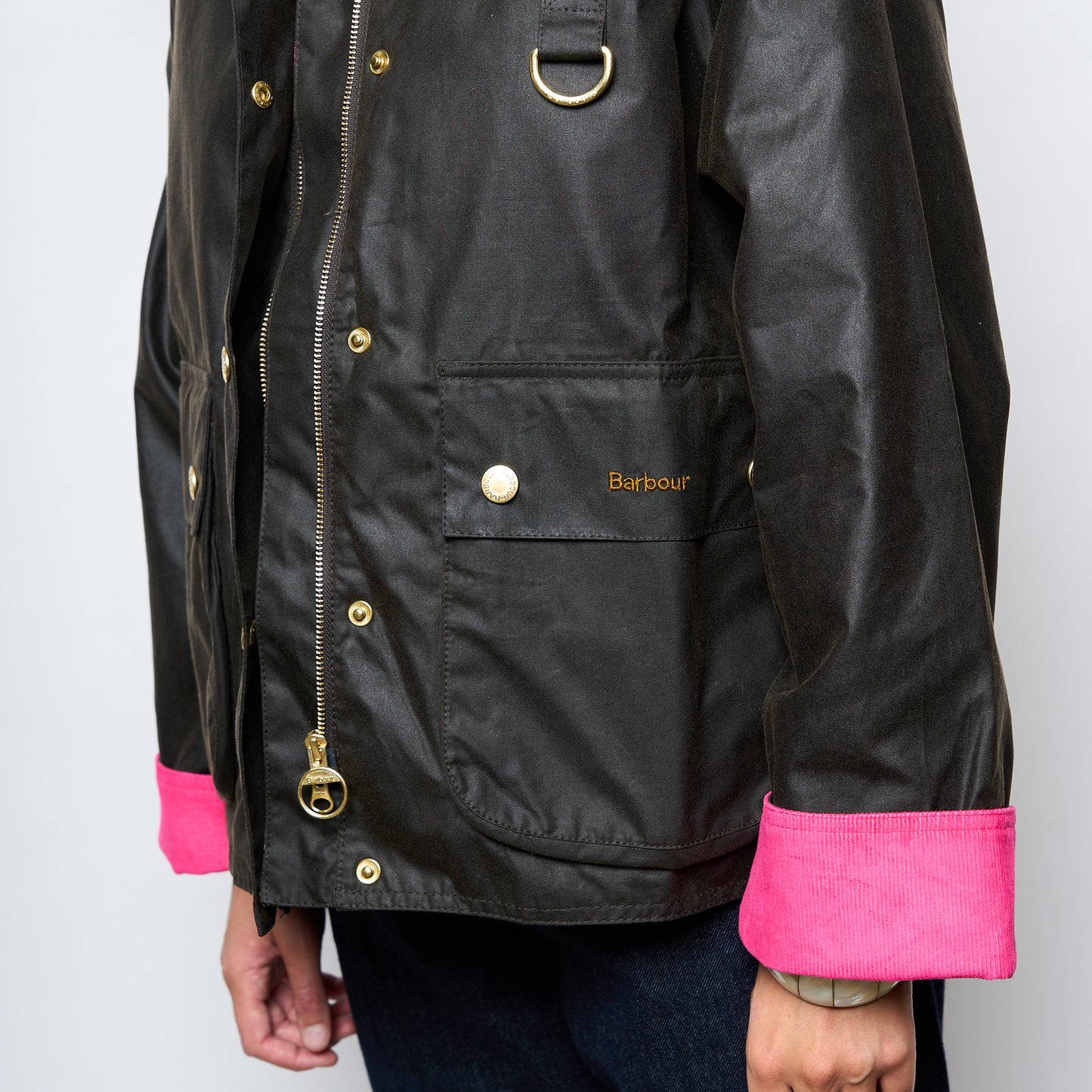 Barbour - Icons Spey Wax Jacket (Olive Classic/Fuchsia)