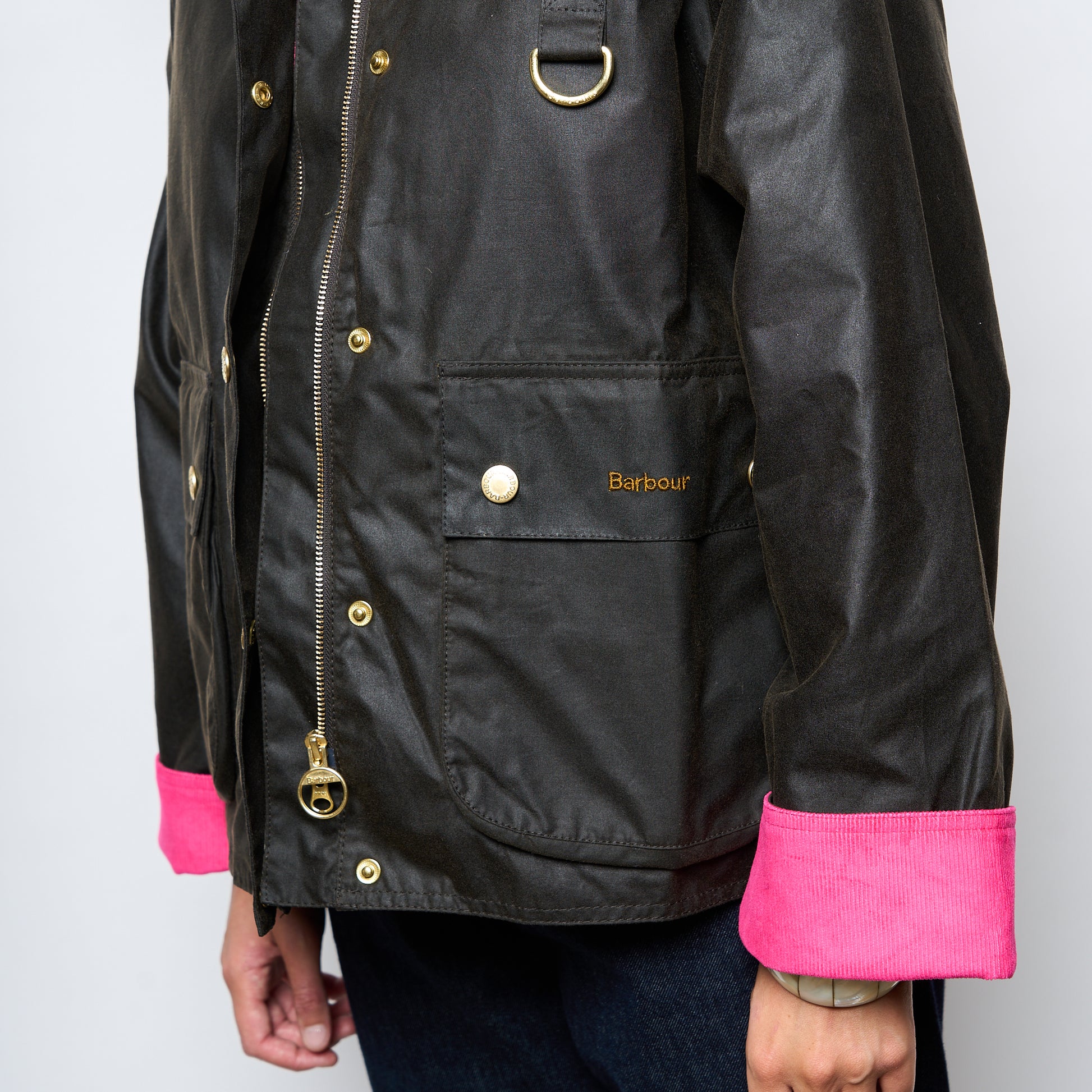 Barbour - Icons Spey Wax Jacket (Olive Classic/Fuchsia)
