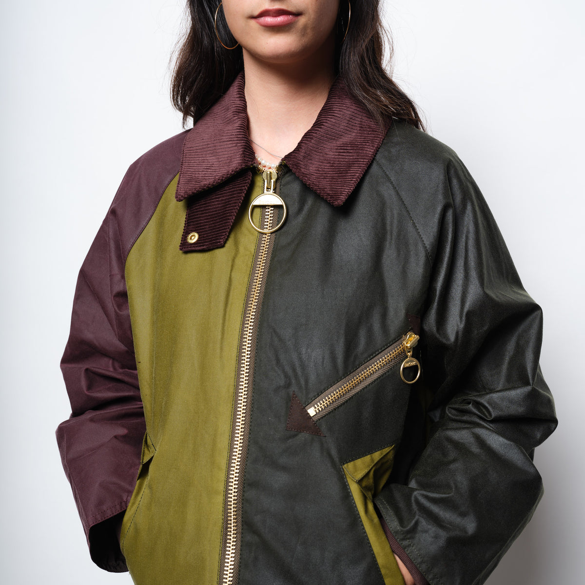 Barbour Arlene Wax Jacket Women (Golden Olive/Fern/Bordeaux)