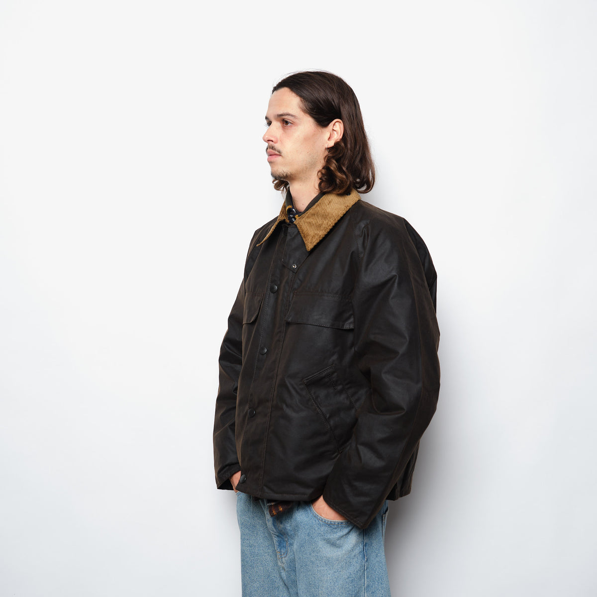 Barbour Four Pocket Transport Wax Jacket Dark Brown
