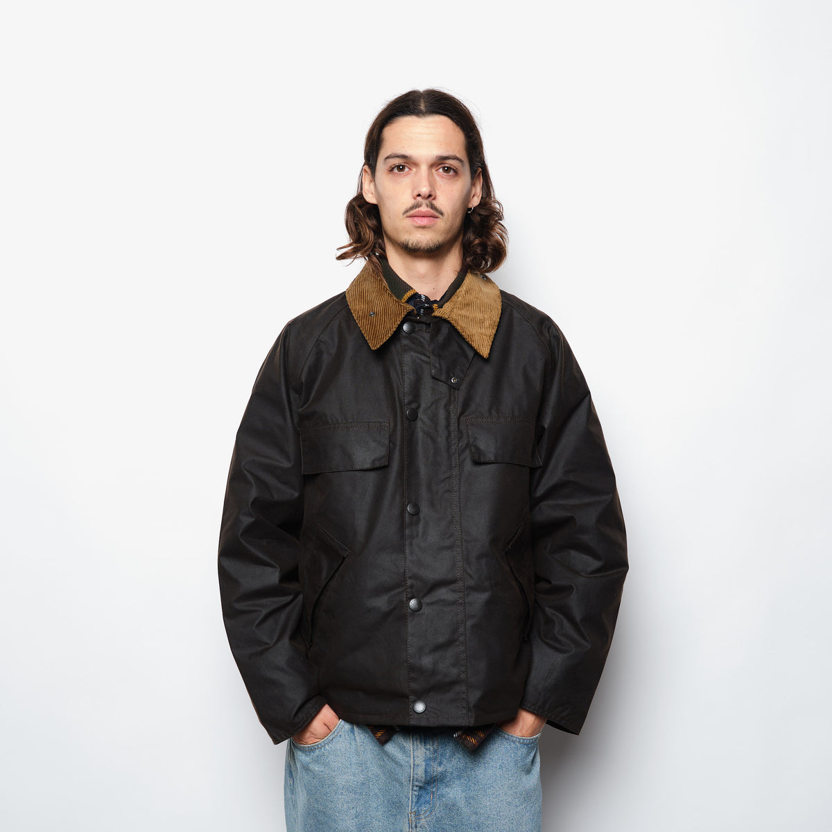 Barbour Four Pocket Transport Wax Jacket Dark Brown