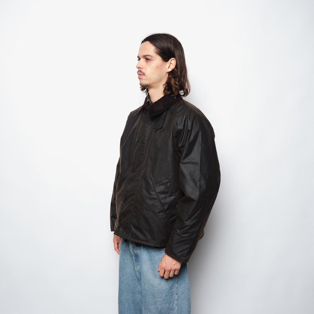 Barbour OS Transport Wax Jacket Men Dark Brown