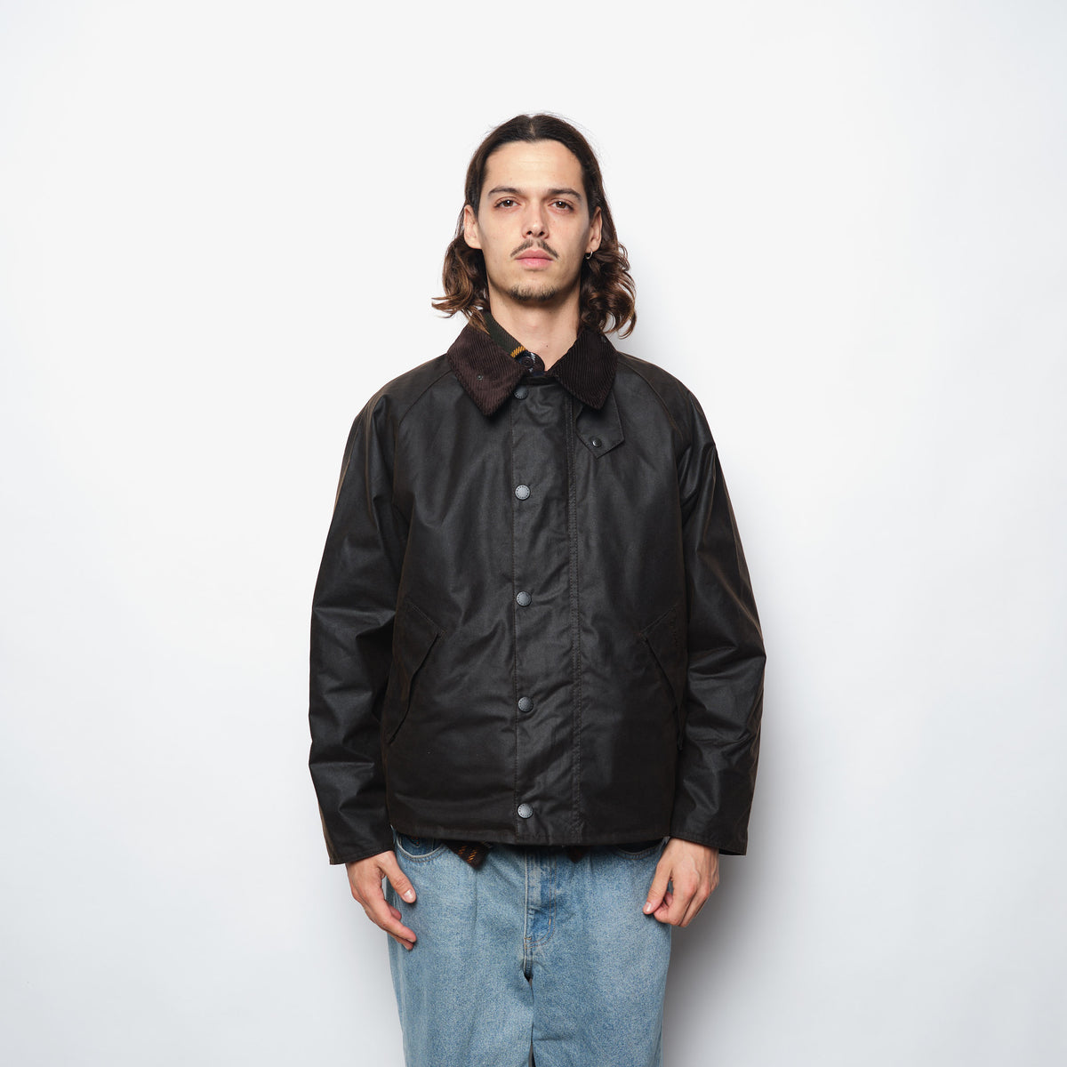 Barbour OS Transport Wax Jacket Men Dark Brown