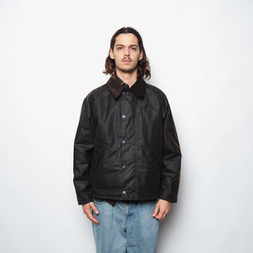 Barbour OS Transport Wax Jacket Men Dark Brown