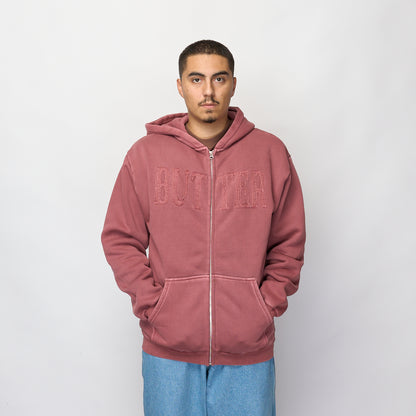 Butter Goods - Fabric Applique Zip-Thru Hood (Washed Rhubarb)