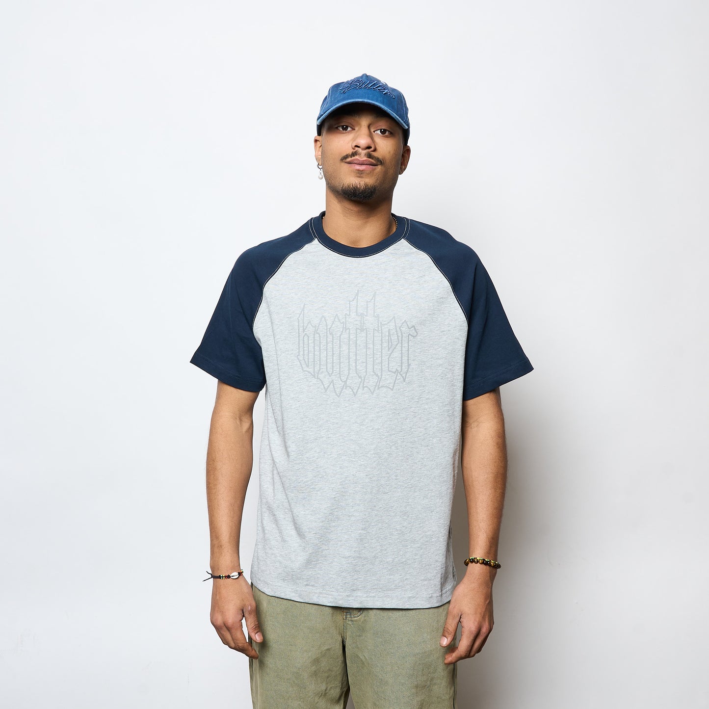 Butter Goods - Harvest Raglan Tee (Navy / Heather)