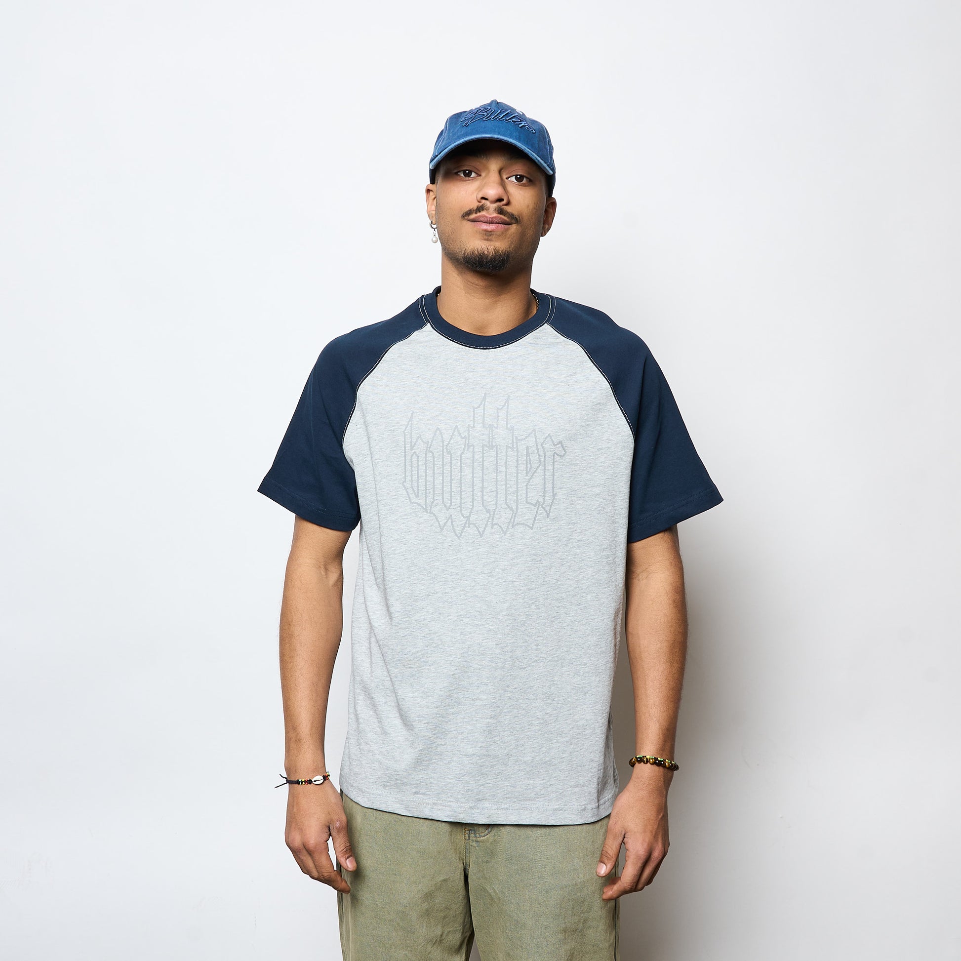 Butter Goods - Harvest Raglan Tee (Navy / Heather)