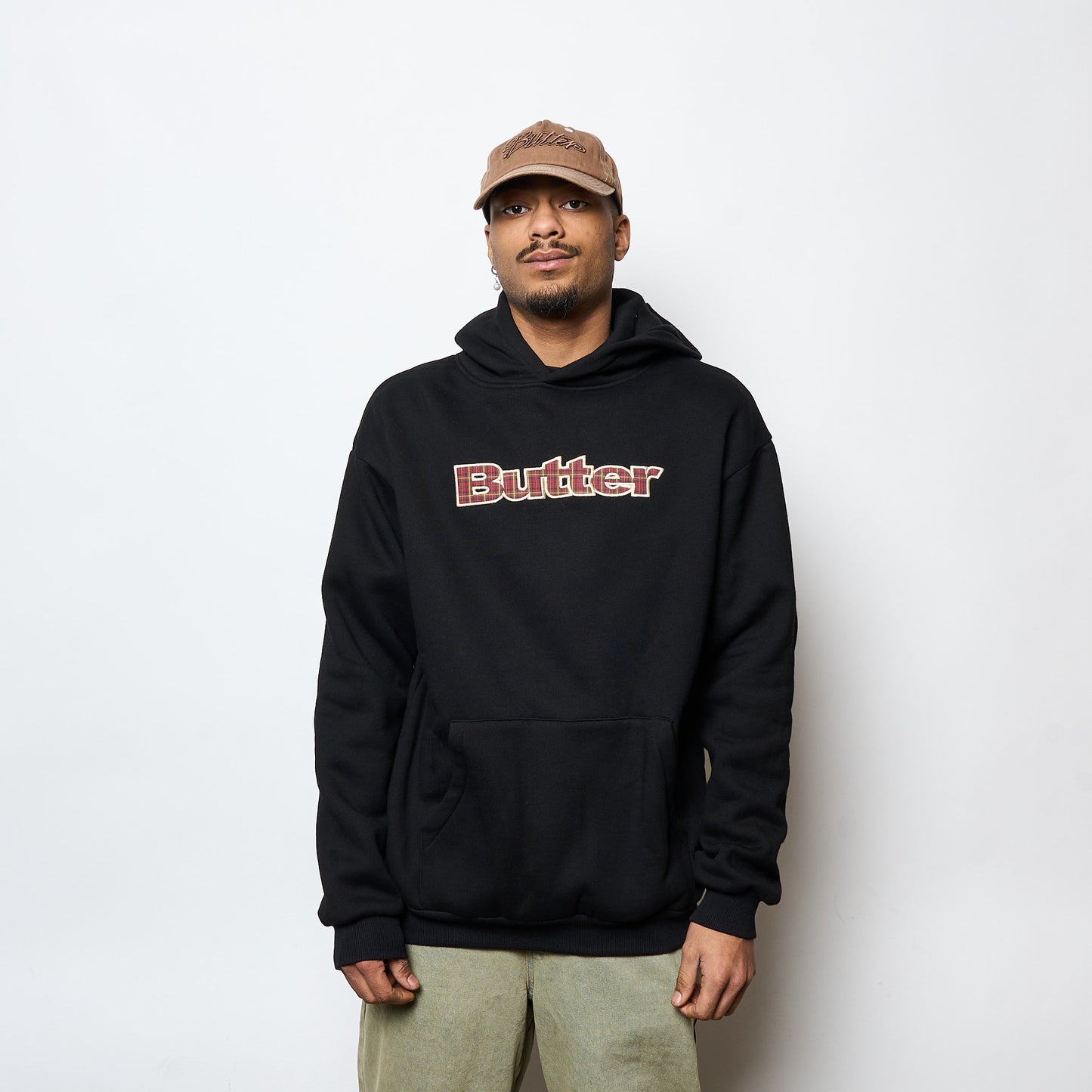 Butter Goods - Plaid Logo Applique Pullover Hood (Black)