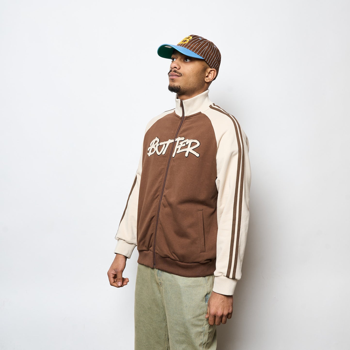 Butter Goods - Tunnel Fleece Track Jacket (Chocolate / Beige)