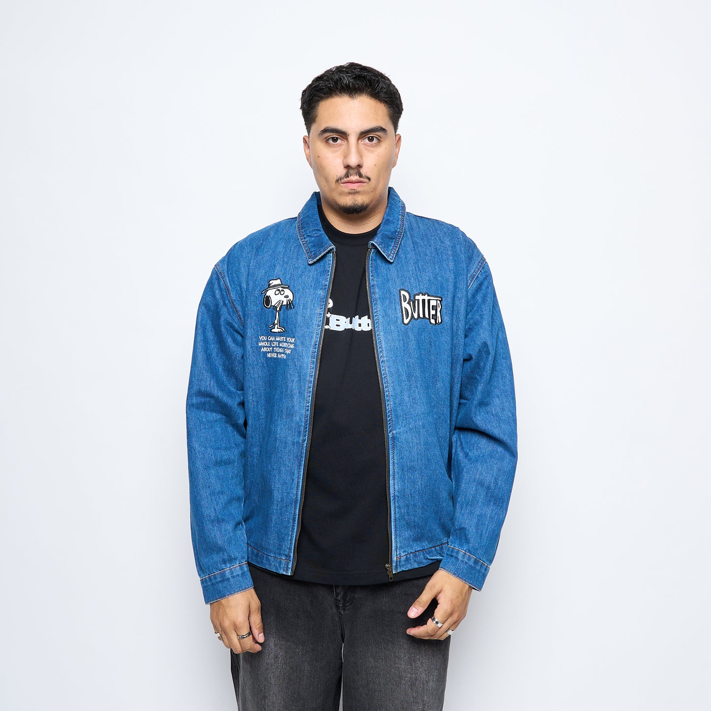 Butter x Peanuts - Denim Spike Jacket (Distressed Indigo)