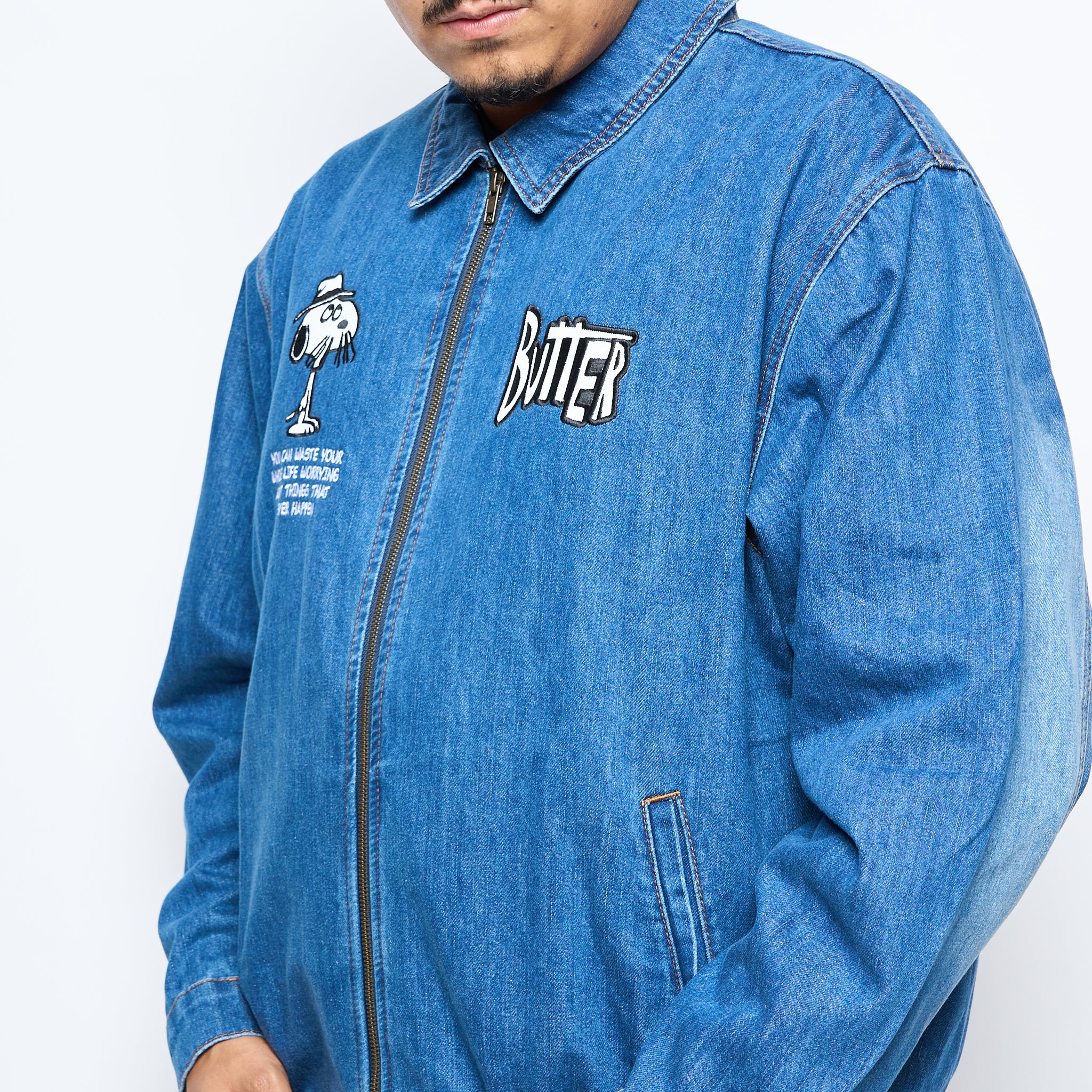 Butter x Peanuts - Denim Spike Jacket (Distressed Indigo) – MILK STORE