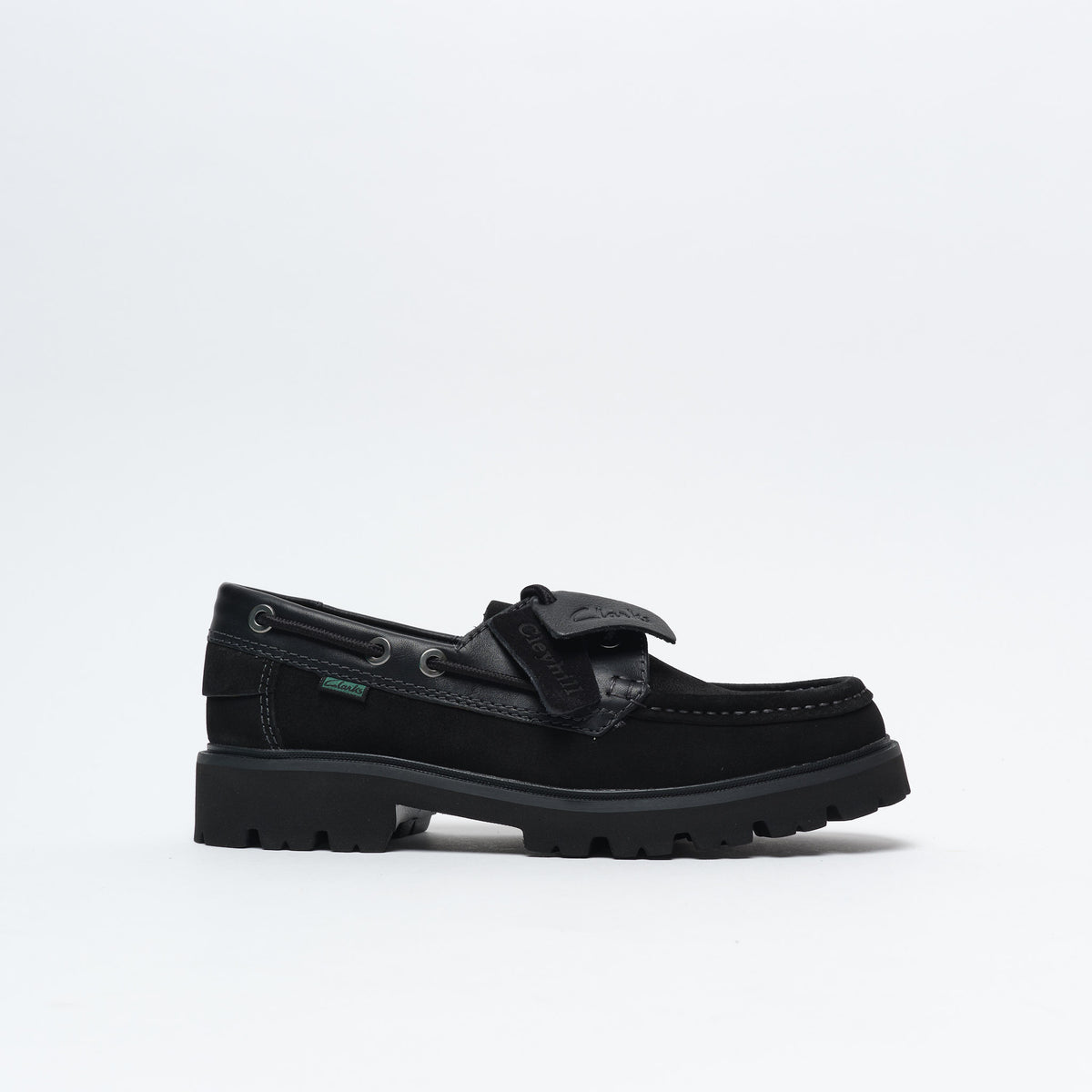Clarks Signature Cleyhill Boat Suede Men Black 