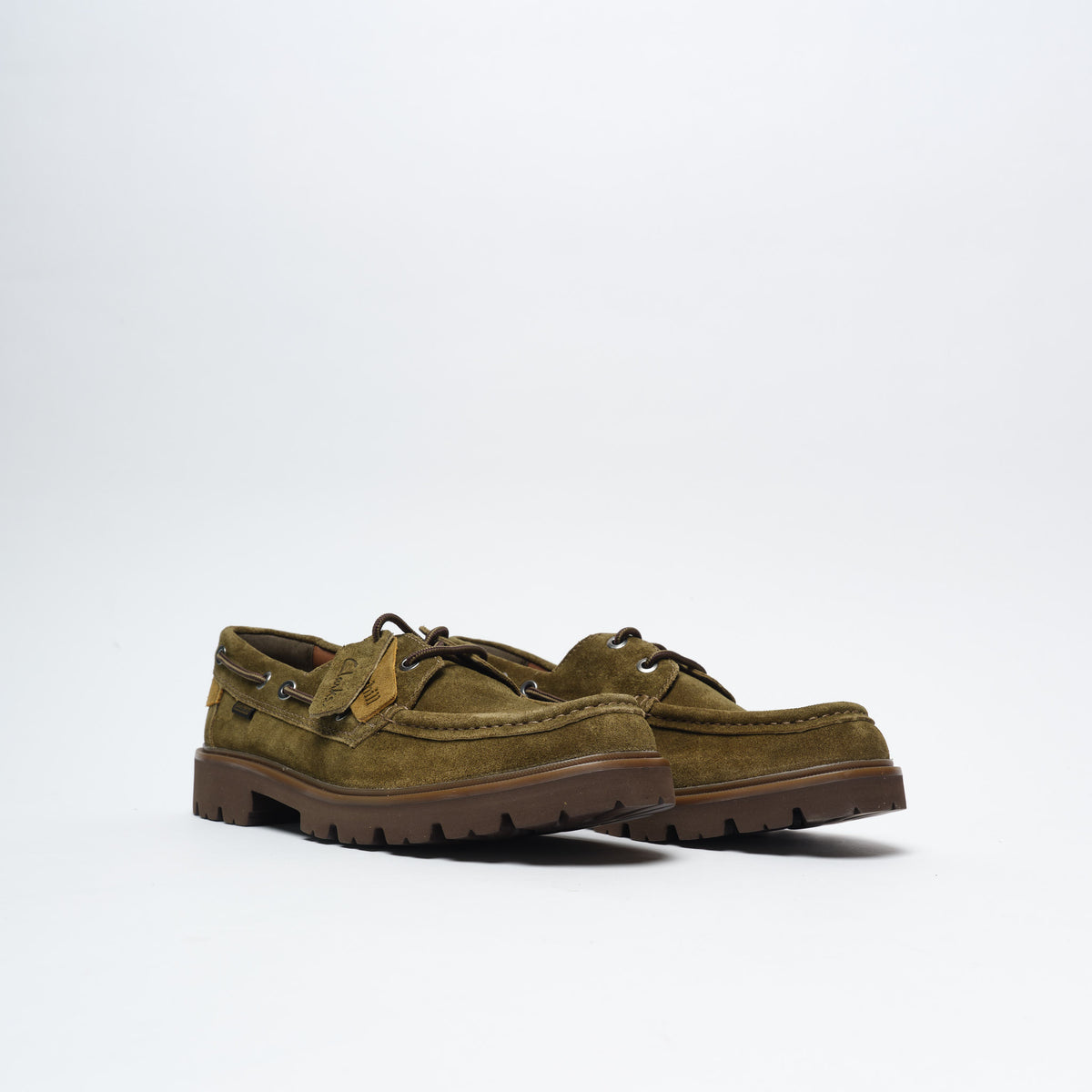 Clarks Signature Cleyhill Boat Suede Men Moss