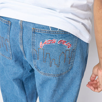 Cash Only - Logo Baggy Denim Jeans (Washed Indigo)