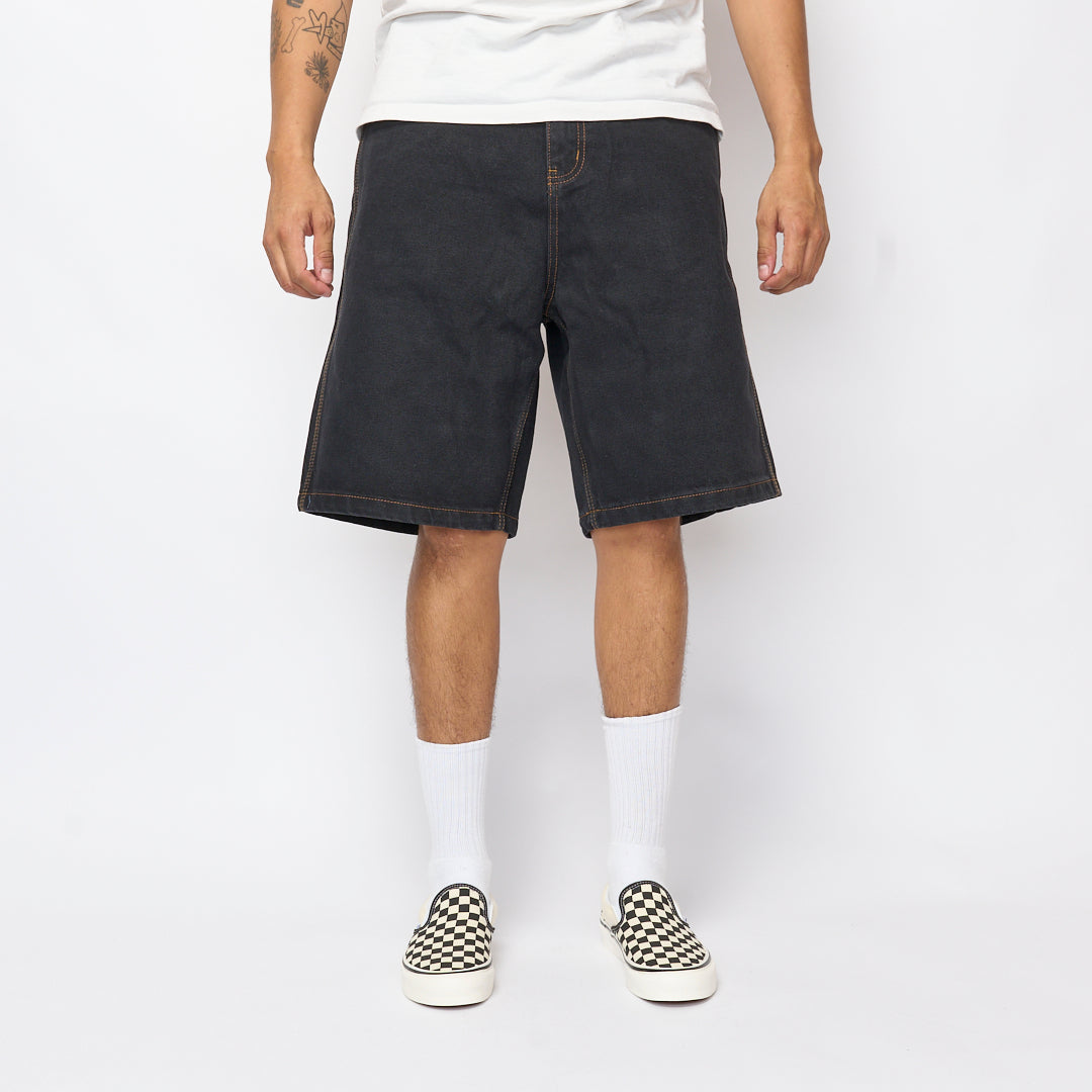 Cash Only - Logo Denim Shorts (Washed Black)