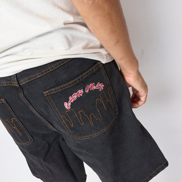 Cash Only - Logo Denim Shorts (Washed Black)
