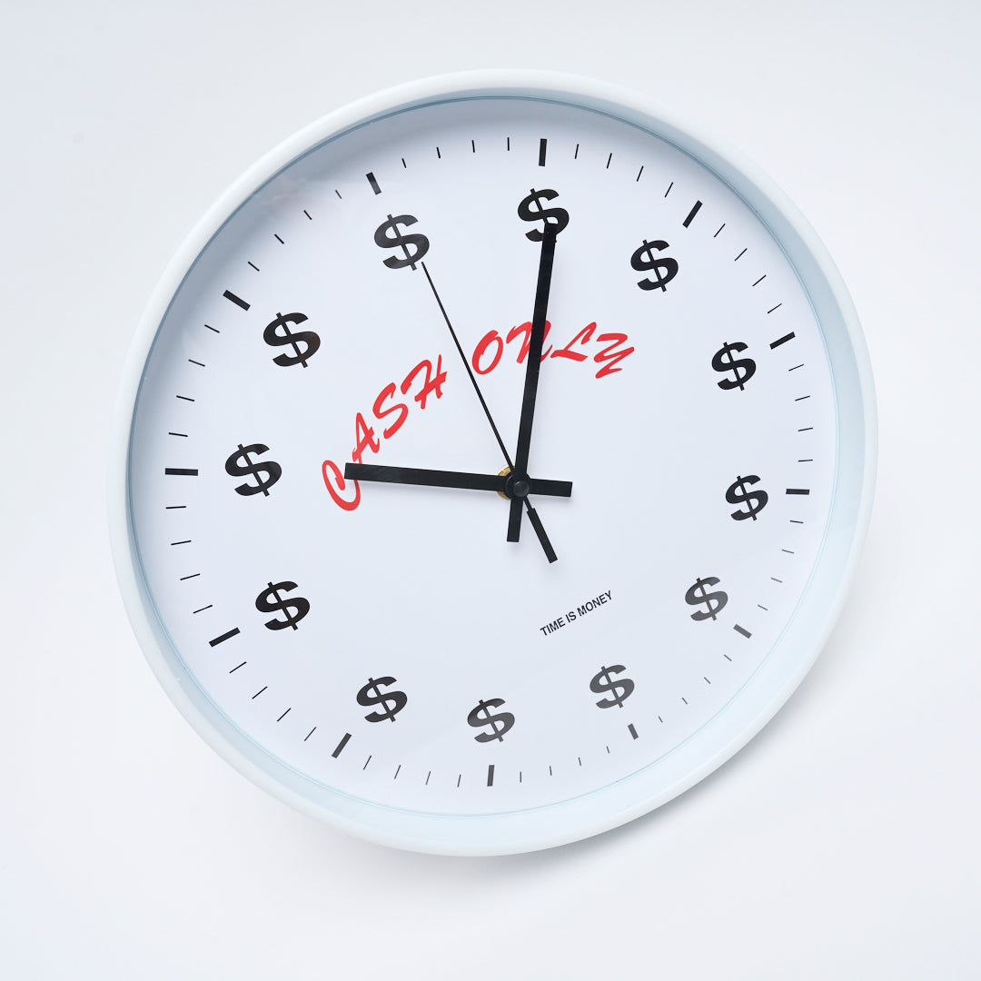 Cash Only - Time is Money Wall Clock