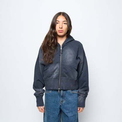 Dime MTL - Cropped Zip Hoodie (Black Washed)