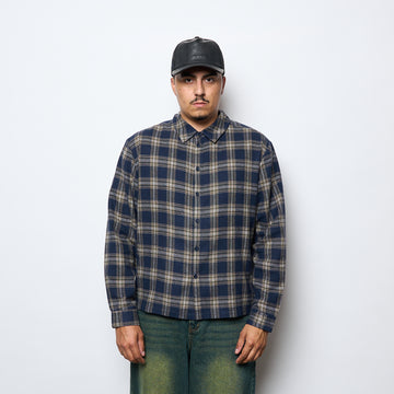 Dime MTL - Plaid Flannel Shirt (Navy)
