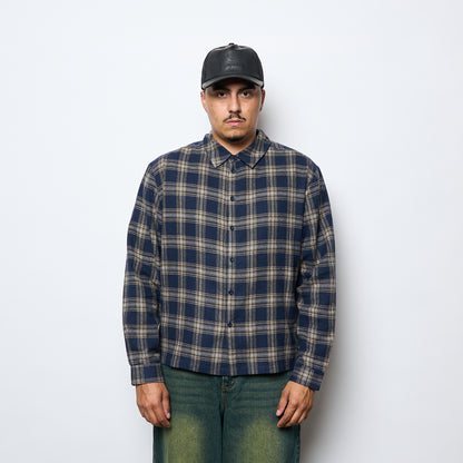 Dime MTL - Plaid Flannel Shirt (Navy)