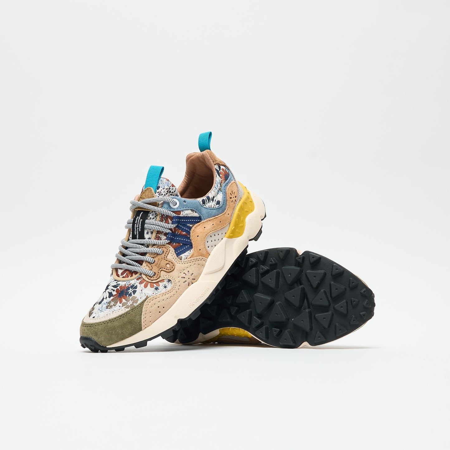 Flower Mountain - Yamano 3 Woman Suede/Jacquard (Flower Print/Cloud Grey)