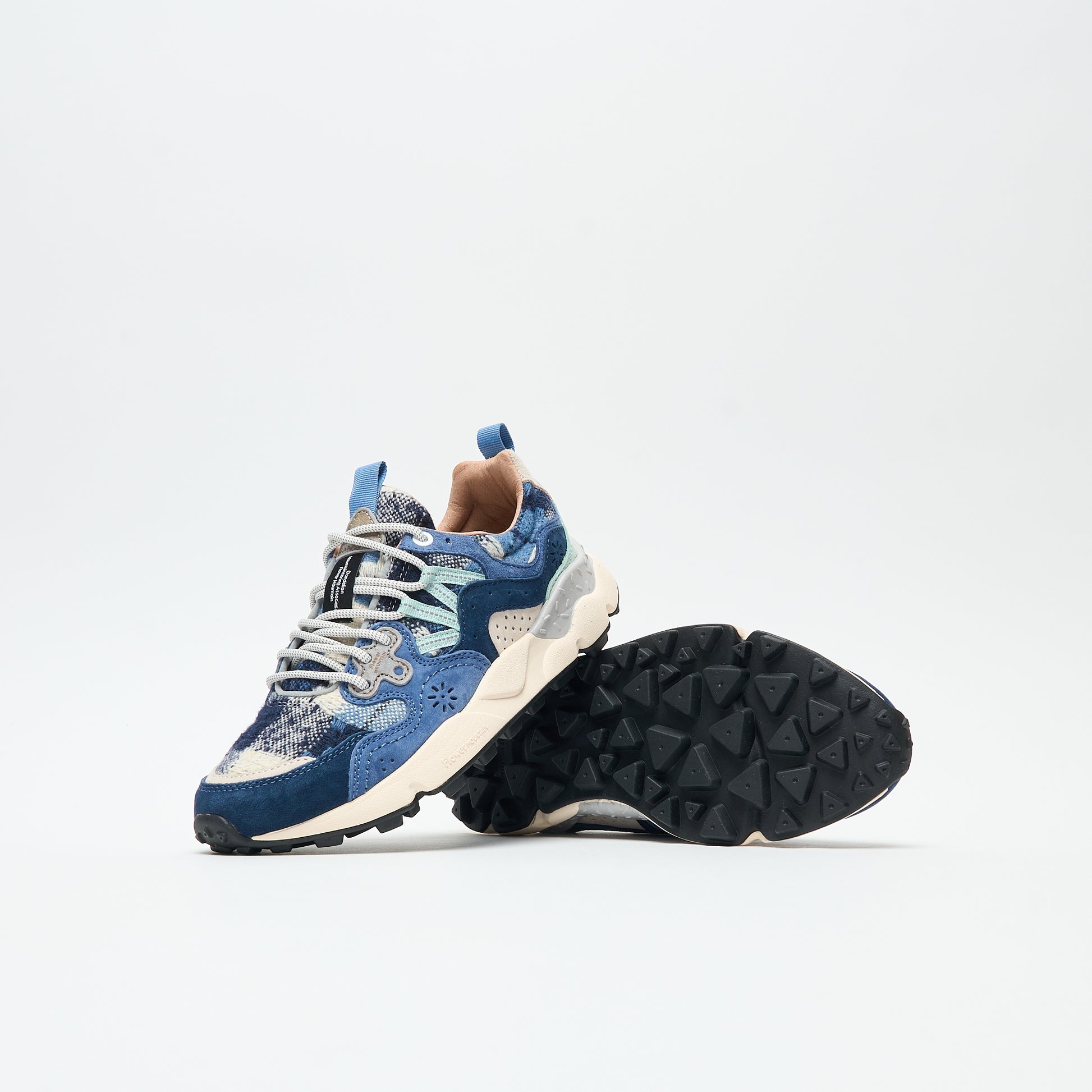 Flower Mountain - Yamano 3 Woman Suede/Woolen Knitting Breads Check (Navy)