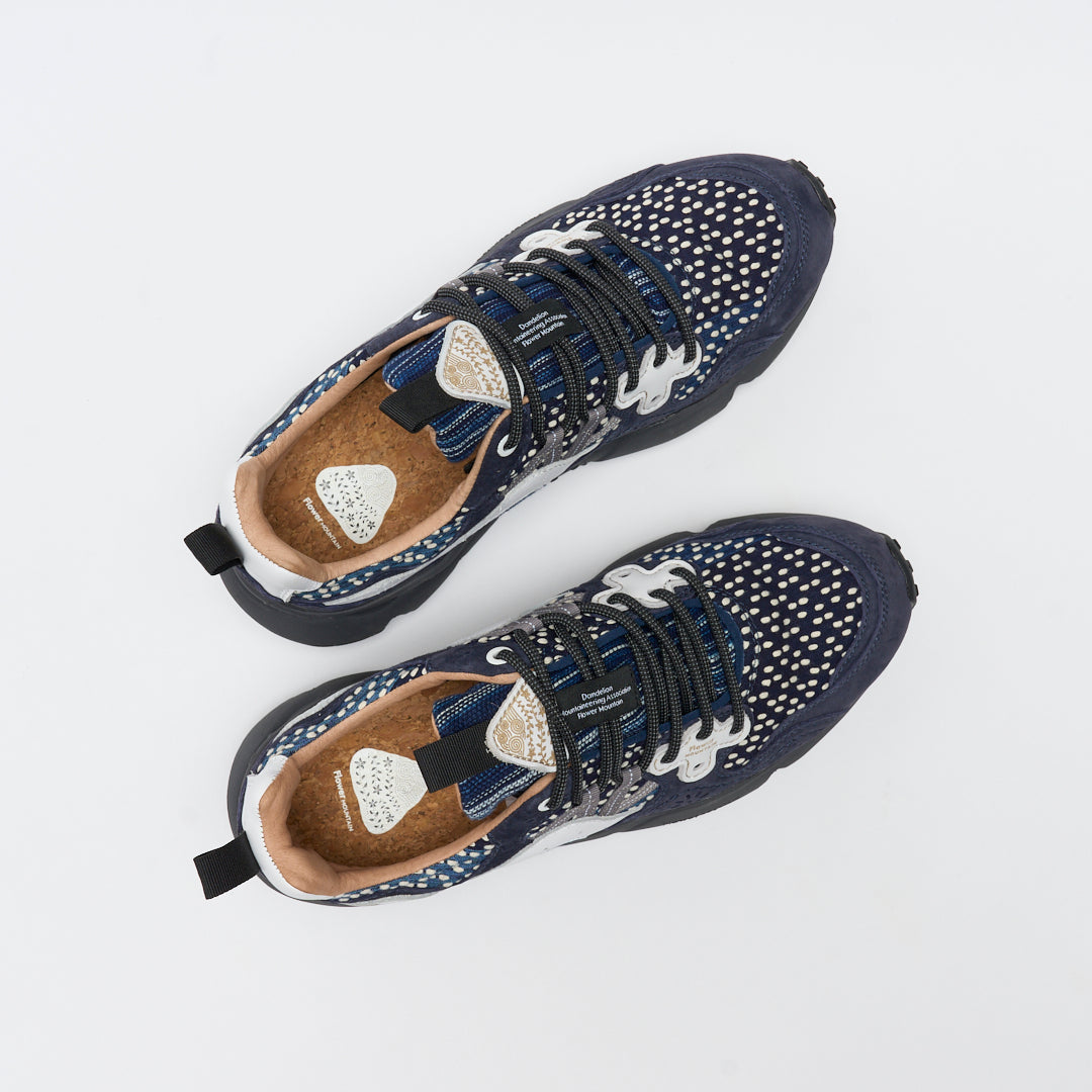 Flower Mountain - Yamano 3 Uni Suede Sashiko Canvas (Navy/White)