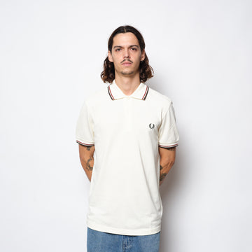Fred Perry - Twin Tipped Polo Shirt Ecru/Burgundy/NIght green