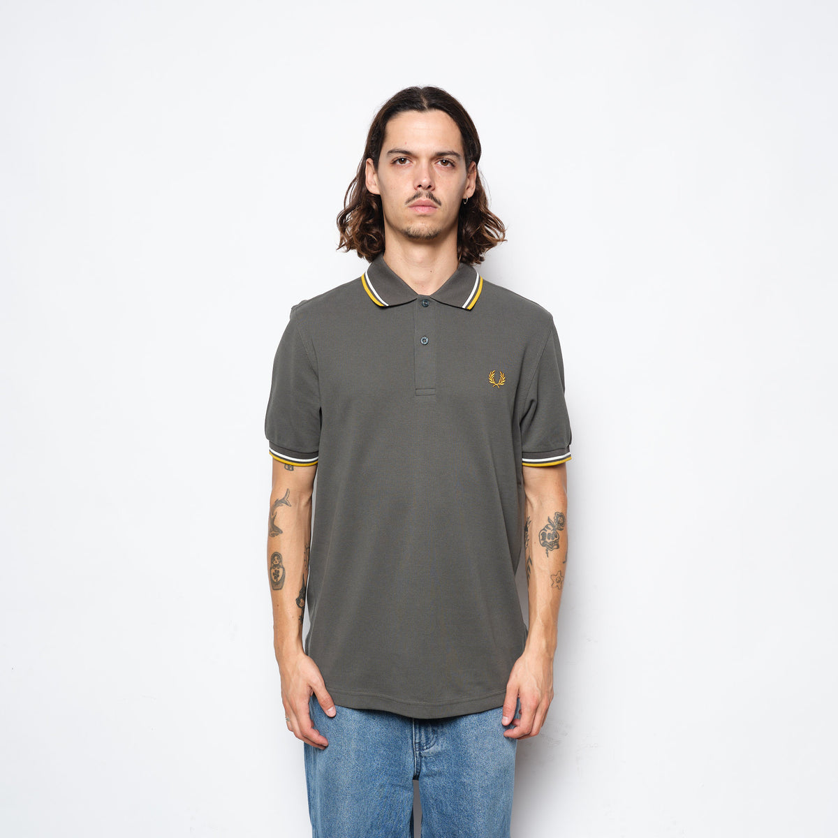 Fred Perry - Twin Tipped Polo Shirt Field Green/Ecru/Golden