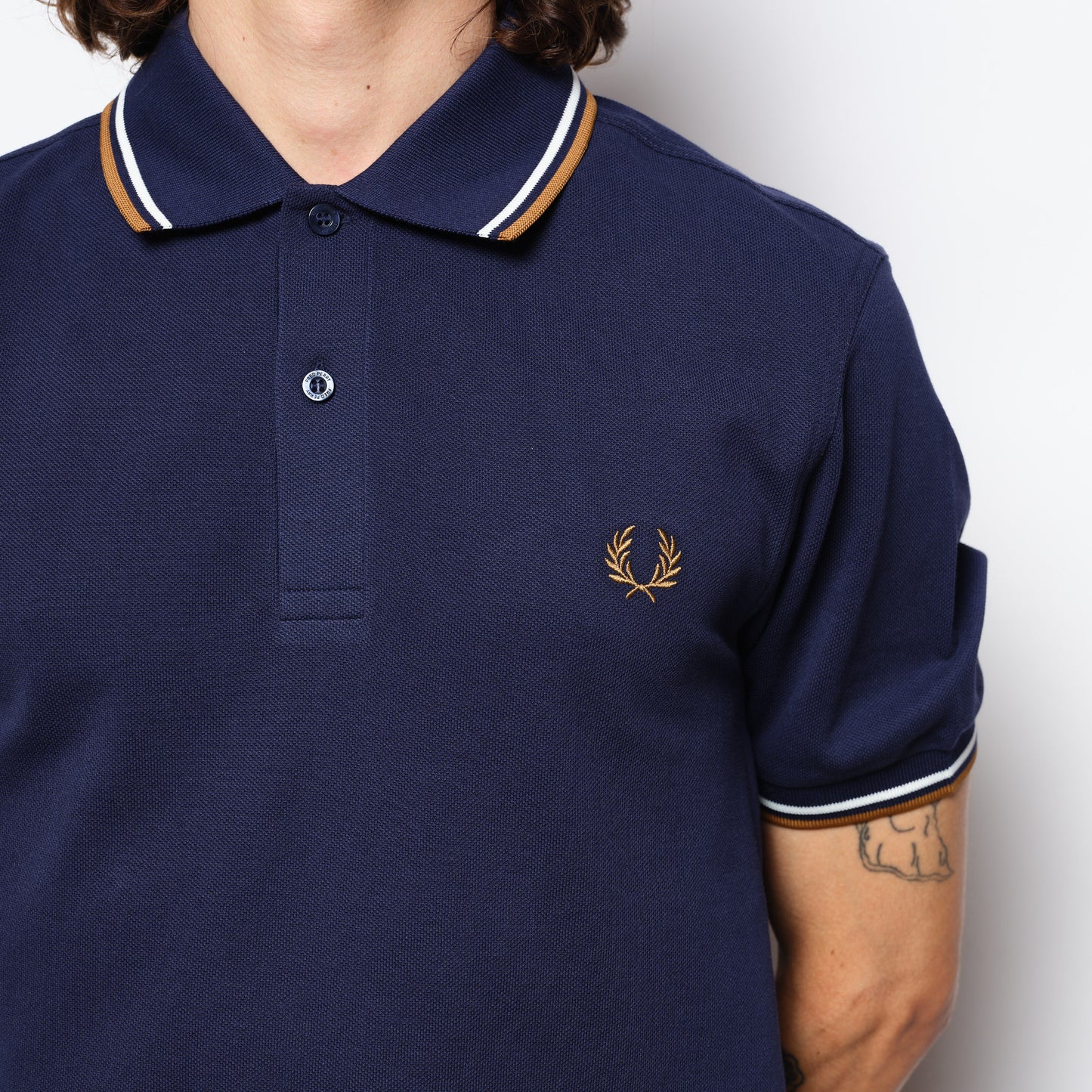 Fred Perry - Twin Tipped Polo Shirt Navy/Snow White/Dark Camel