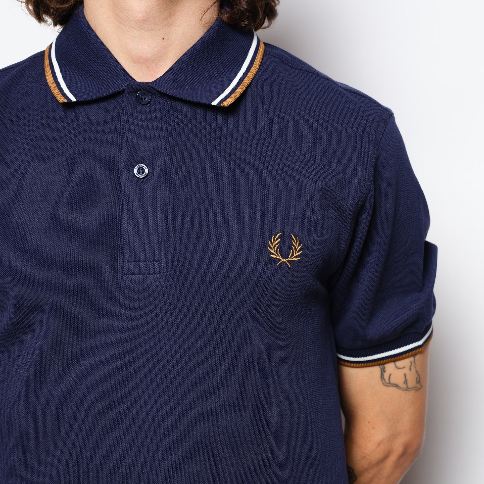 Fred Perry - Twin Tipped Polo Shirt Navy/Snow White/Dark Camel