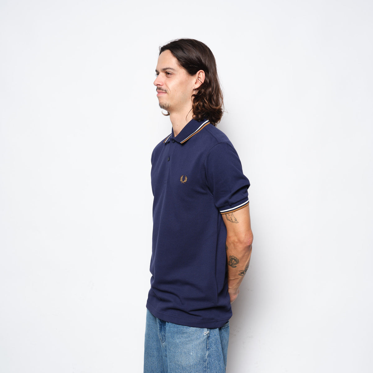 Fred Perry - Twin Tipped Polo Shirt Navy/Snow White/Dark Camel