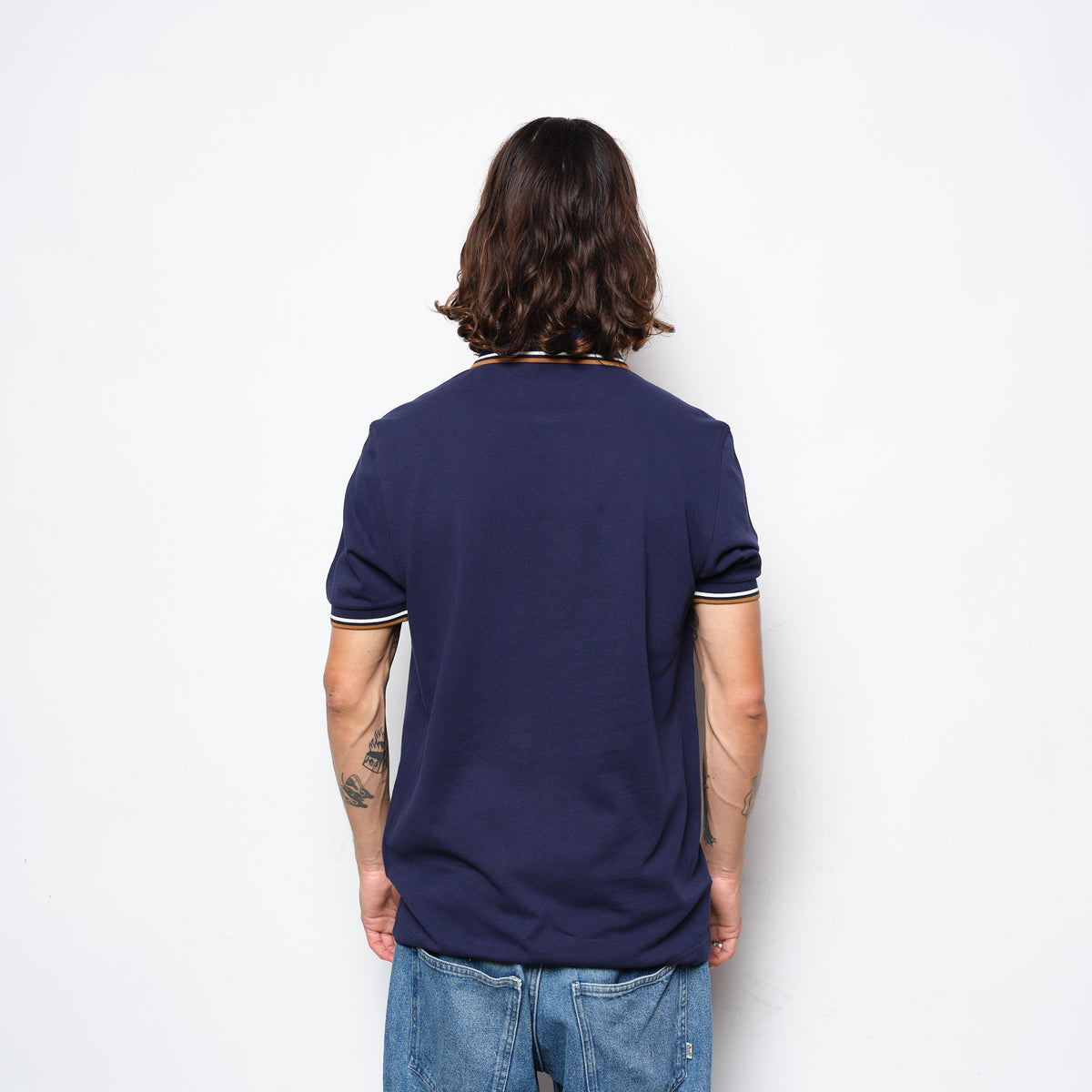 Fred Perry - Twin Tipped Polo Shirt Navy/Snow White/Dark Camel 