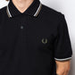 Fred Perry - Twin Tipped Polo Shirt Night Green/Dusk Blue/Dark Camel
